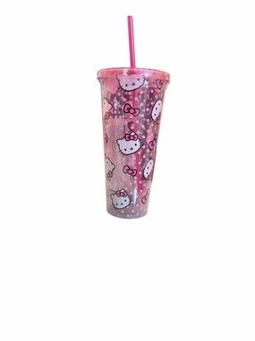 Hello Kitty Pink Polka Dot Faces & Bows 20 Oz. Tumbler with Straw